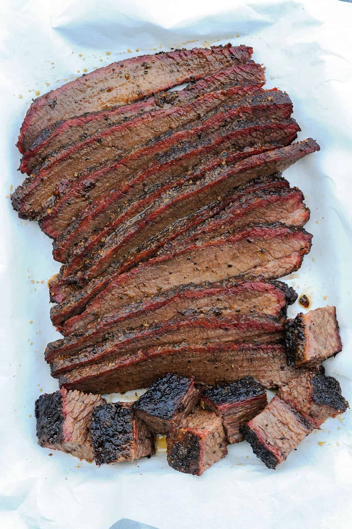 sliced hot and fast brisket.
