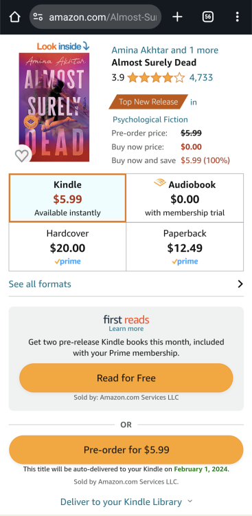 Screenshot of Amazon page on phone from the web browser showing the 
