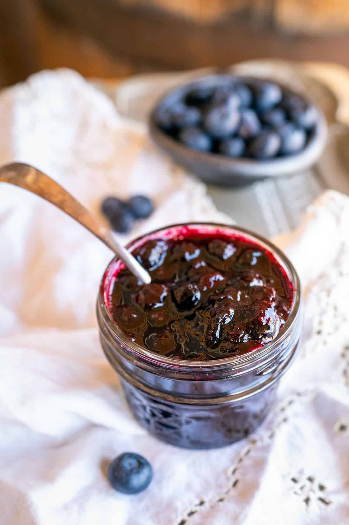 jar of Maple Blueberry Syrup.