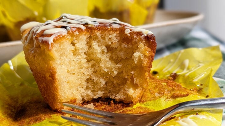 Gluten Free White Chocolate & Passion Fruit Drizzle Muffins