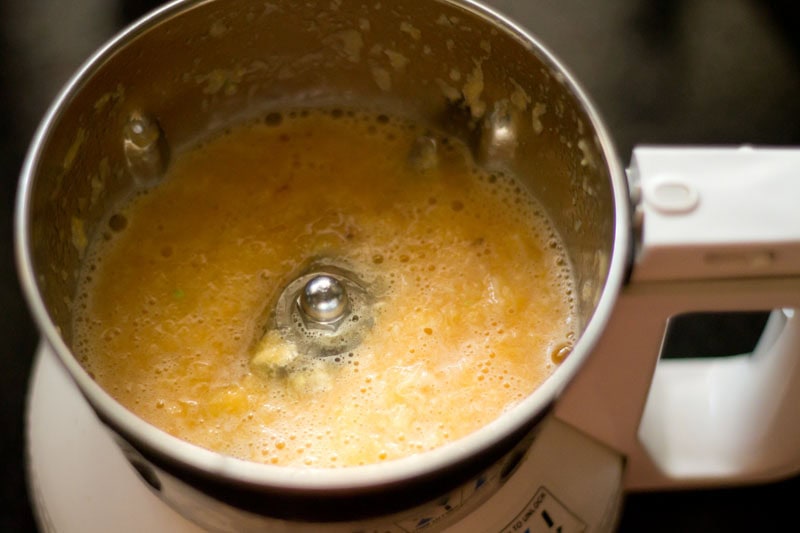 Orange juice in a blender.