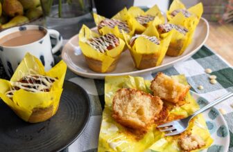 Gluten Free White Chocolate & Passion Fruit Drizzle Muffins