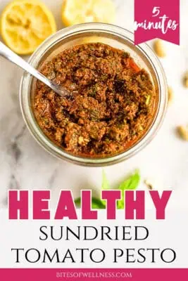 Sundried tomato pesto in a glass jar.