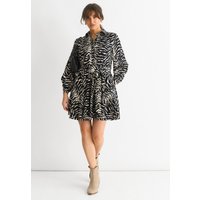 Mono Zebra Belted Viscose Shirt Dress