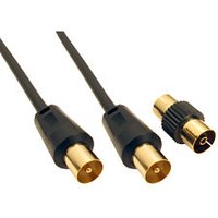 1m TV Aerial Cable Black Gold Plated Male to Male