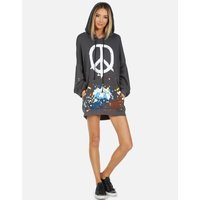 Lauren Moshi Desiree Brush Peace Hoodie Dress Size: M Colour: Black