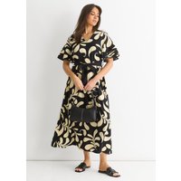 Floral V Neck Elasticated Waist Midi Dress