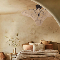 Flying Saucer-Shaped LED Rattan Pendant Light