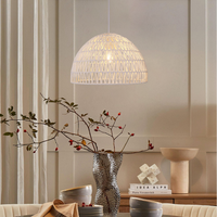 Eco-Friendly White Handwoven Paper Rope Pendant Light