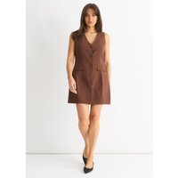 Chocolate Linen Button Through Mini Shirt Dress