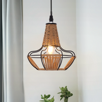 ‍Woven Rattan Cage Pendant Light for Natural Charm and Effortless Elegance (90% off)