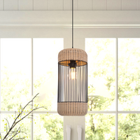 ‍Cylinder-Inspired Rattan Pendant Light for Warm Natural Elegance (90% off)
