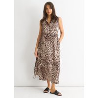 Animal Print Pocket Detail Shirt Dress