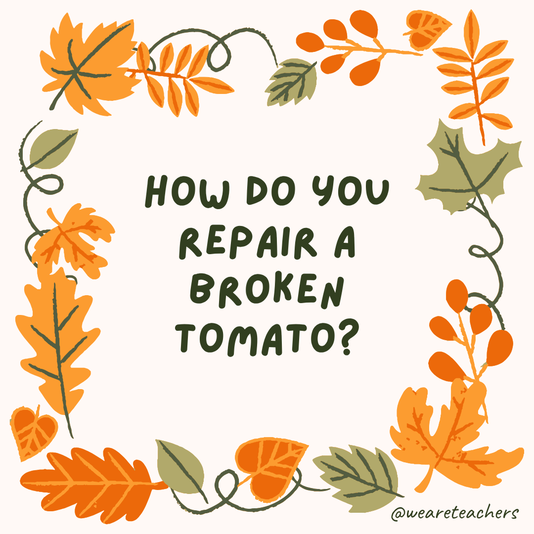 an image of a fall joke surrounded by fall leaves and vines