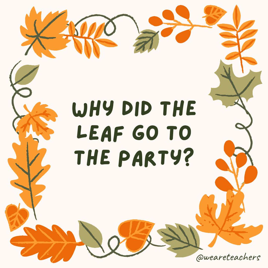 an image of a fall joke surrounded by fall leaves and vines
