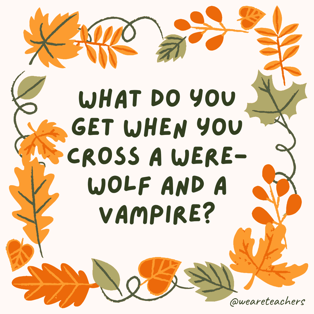 an image of a fall joke surrounded by fall leaves and vines