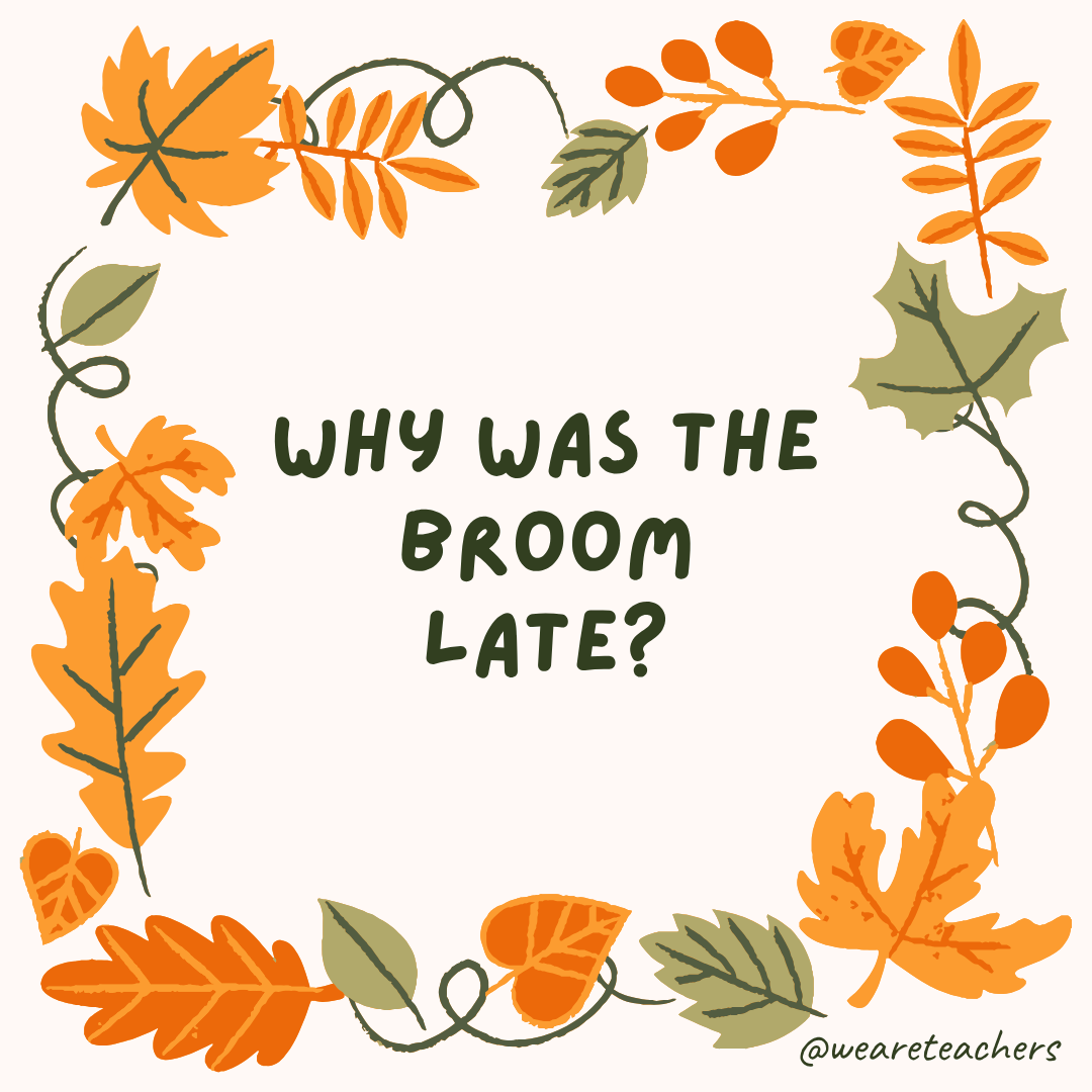 an image of a fall joke surrounded by fall leaves and vines