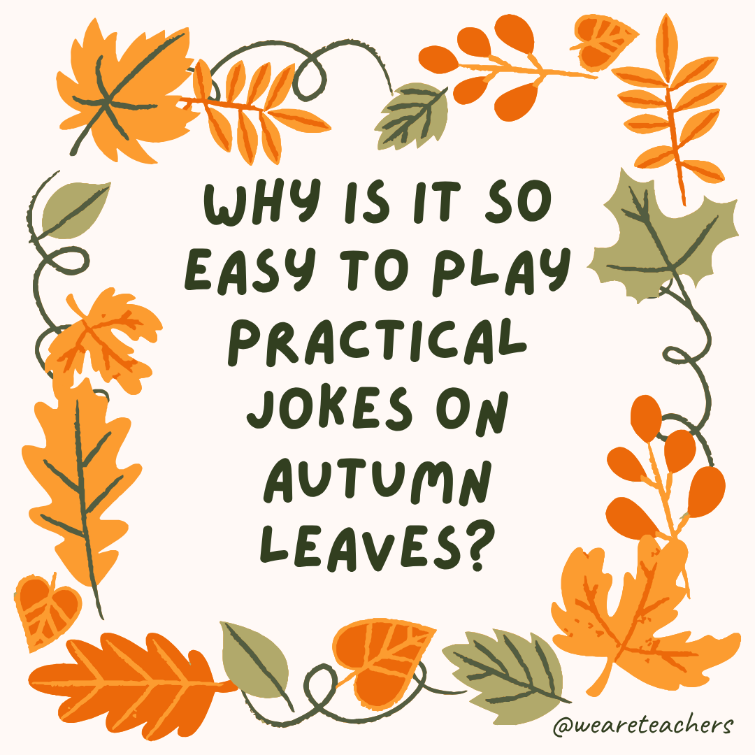 an image of a fall joke surrounded by fall leaves and vines