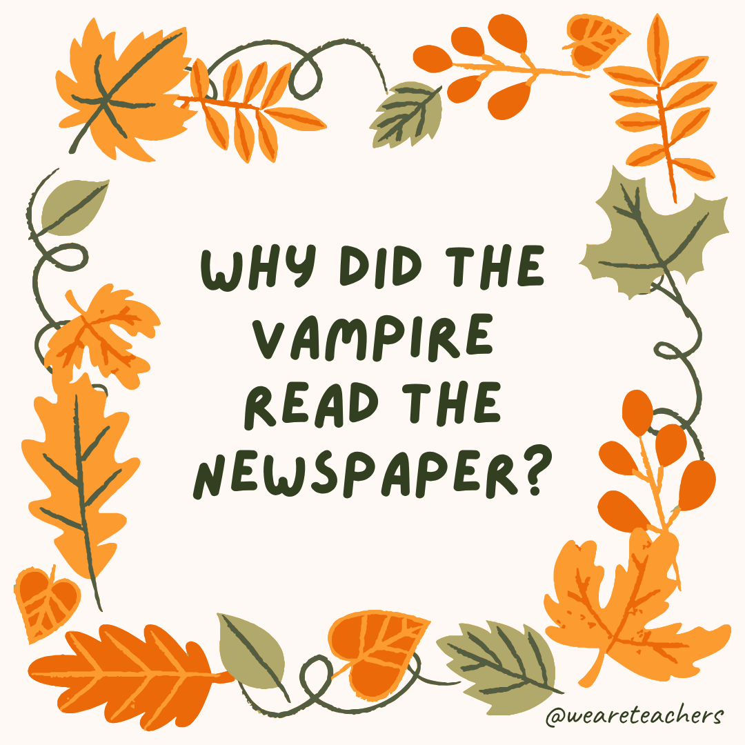 an image of a fall joke surrounded by fall leaves and vines
