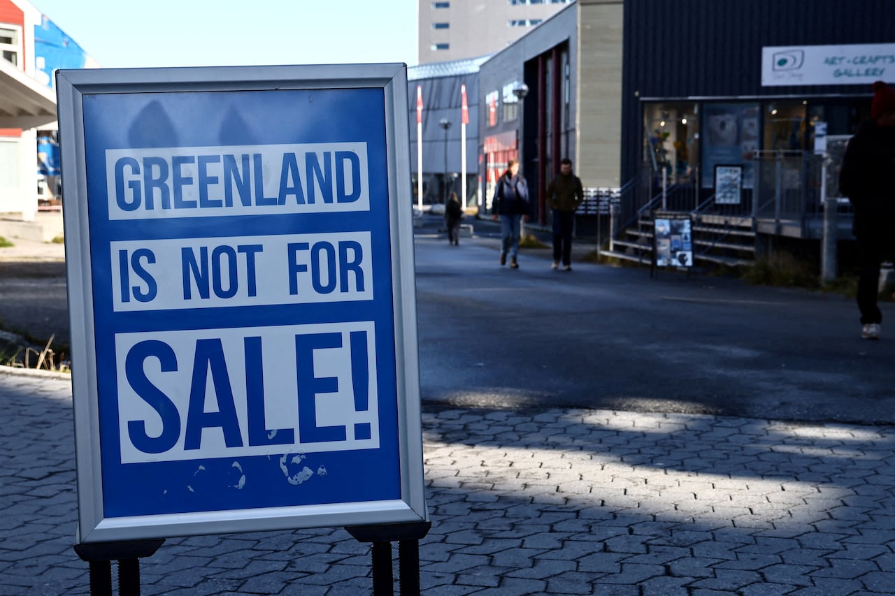 A sign in Nuuk proclaims that "Greenland is not for sale!"