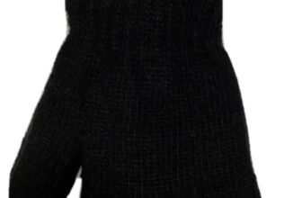 KIDS BOYS & GIRLS BLACK THERMAL LINED GLOVES WINTER WARMER KNIT OUTDOOR 6-11 AGE