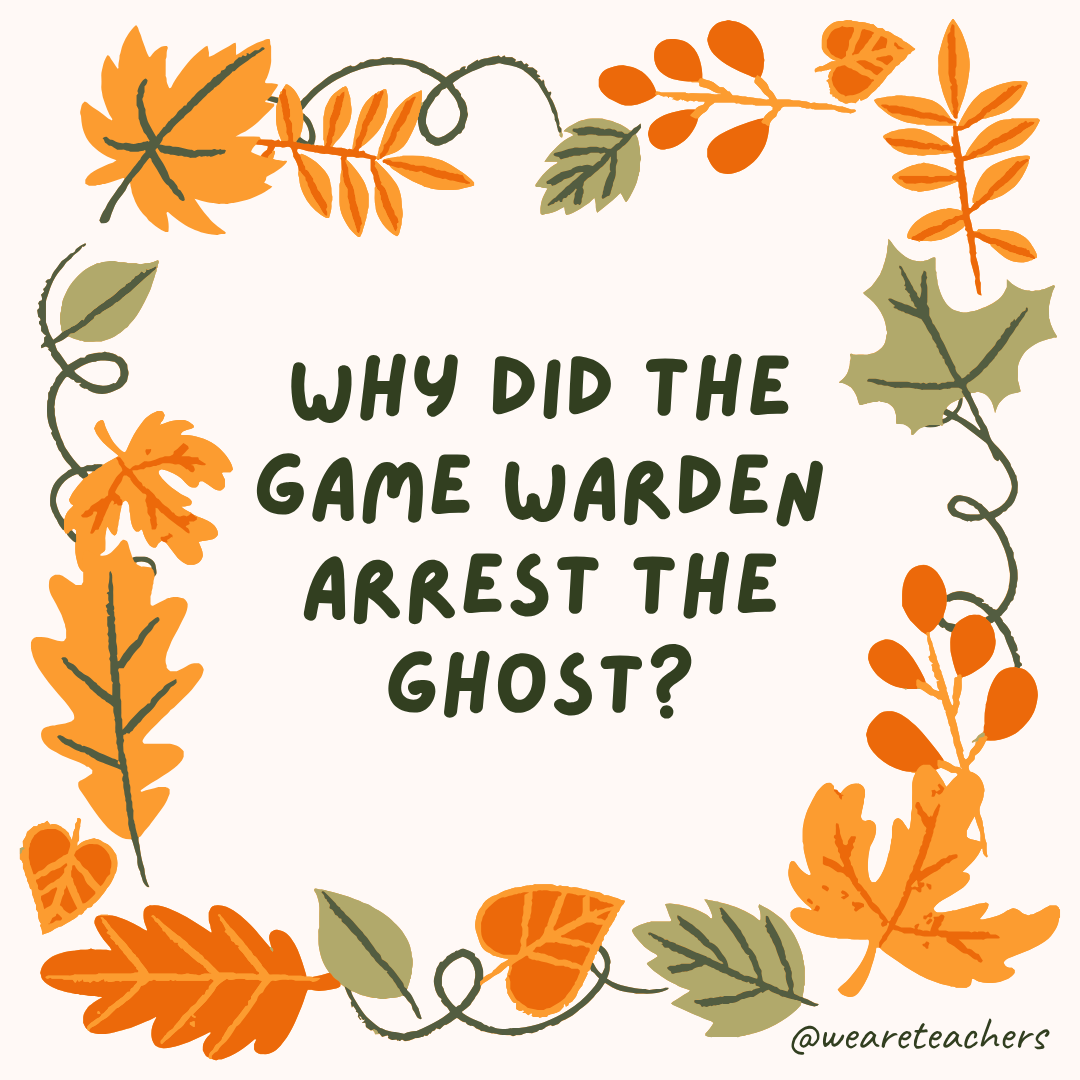 an image of a fall joke surrounded by fall leaves and vines