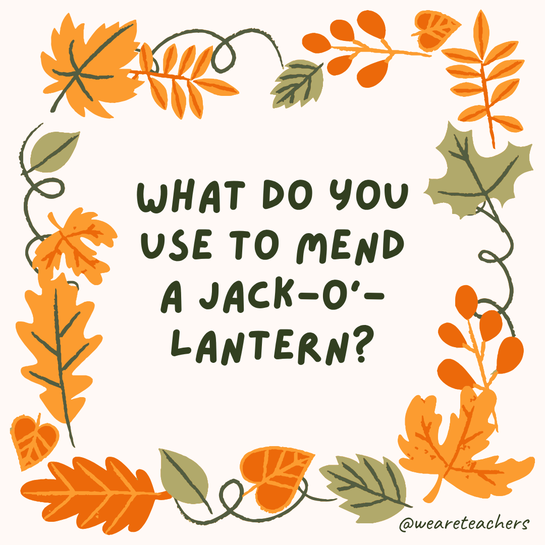 an image of a fall joke surrounded by fall leaves and vines