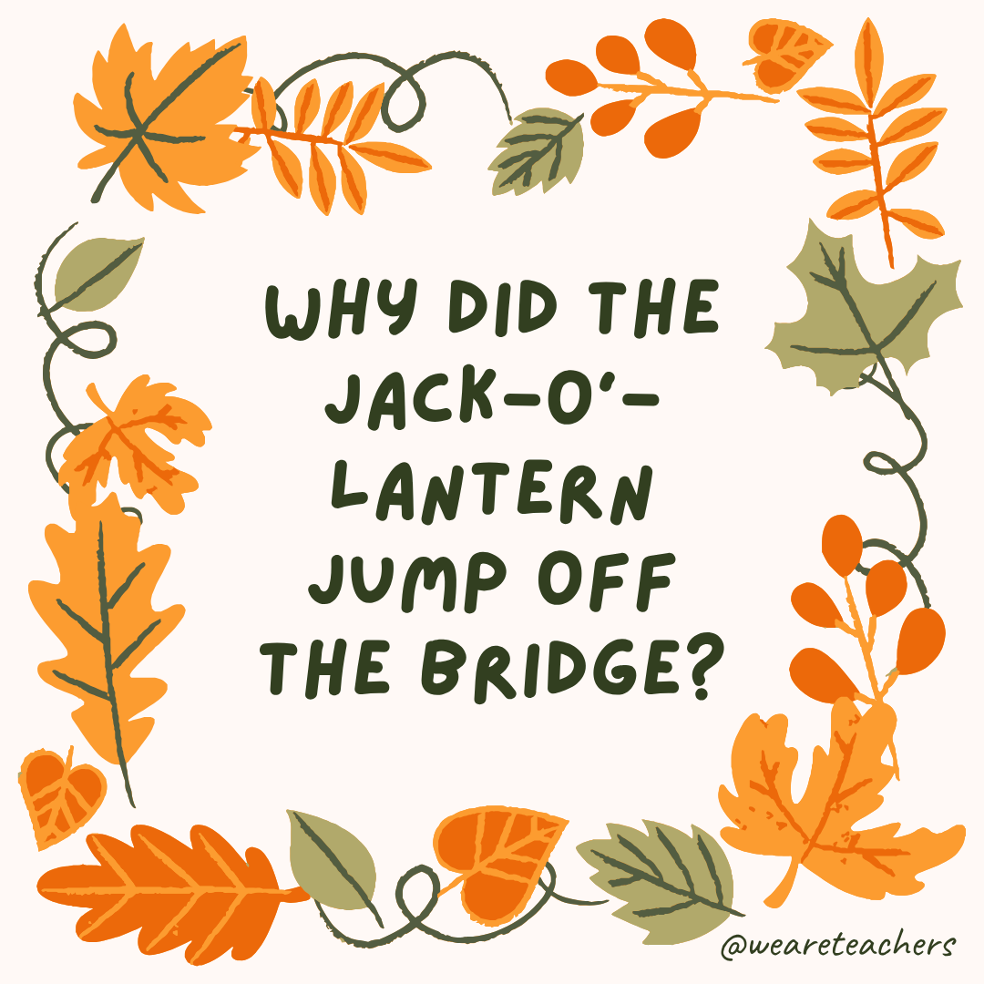 an image of a fall joke surrounded by fall leaves and vines
