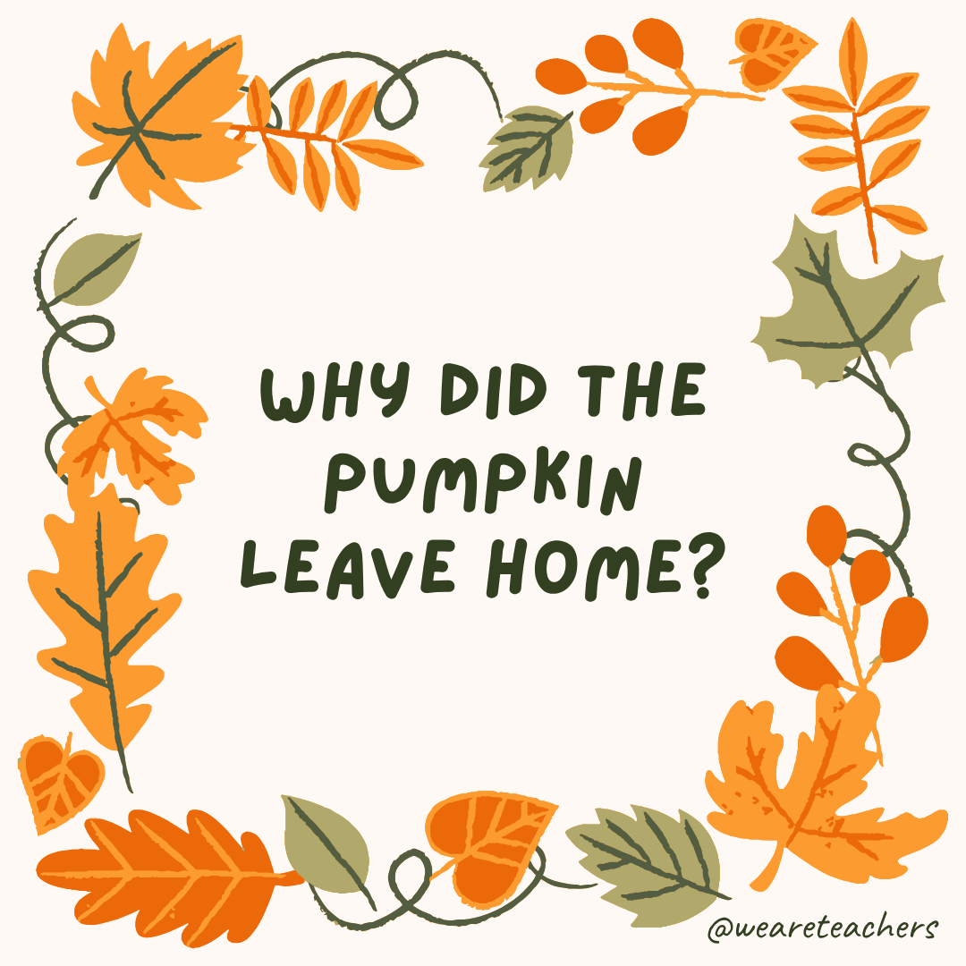 an image of a fall joke surrounded by fall leaves and vines