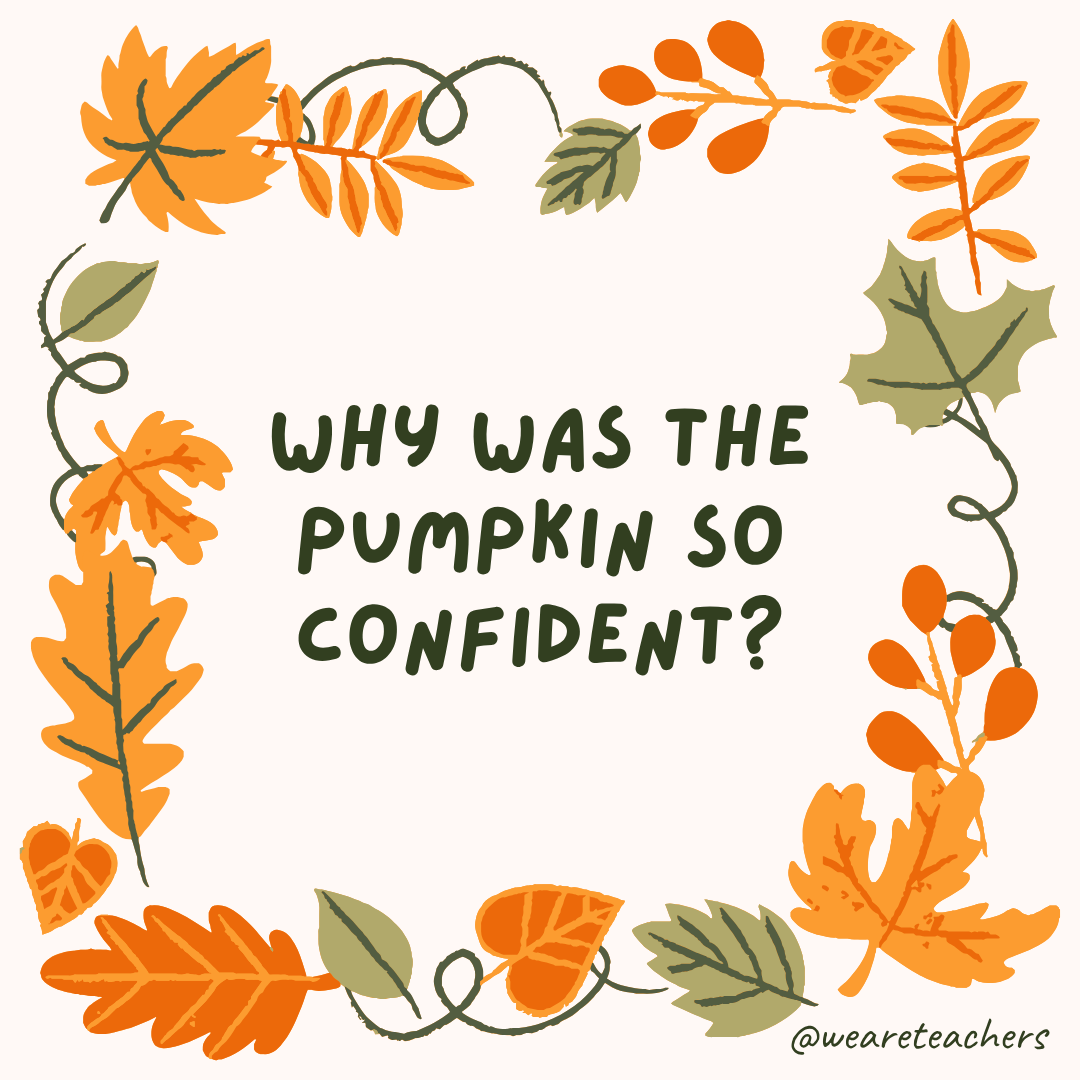 an image of a fall joke surrounded by fall leaves and vines