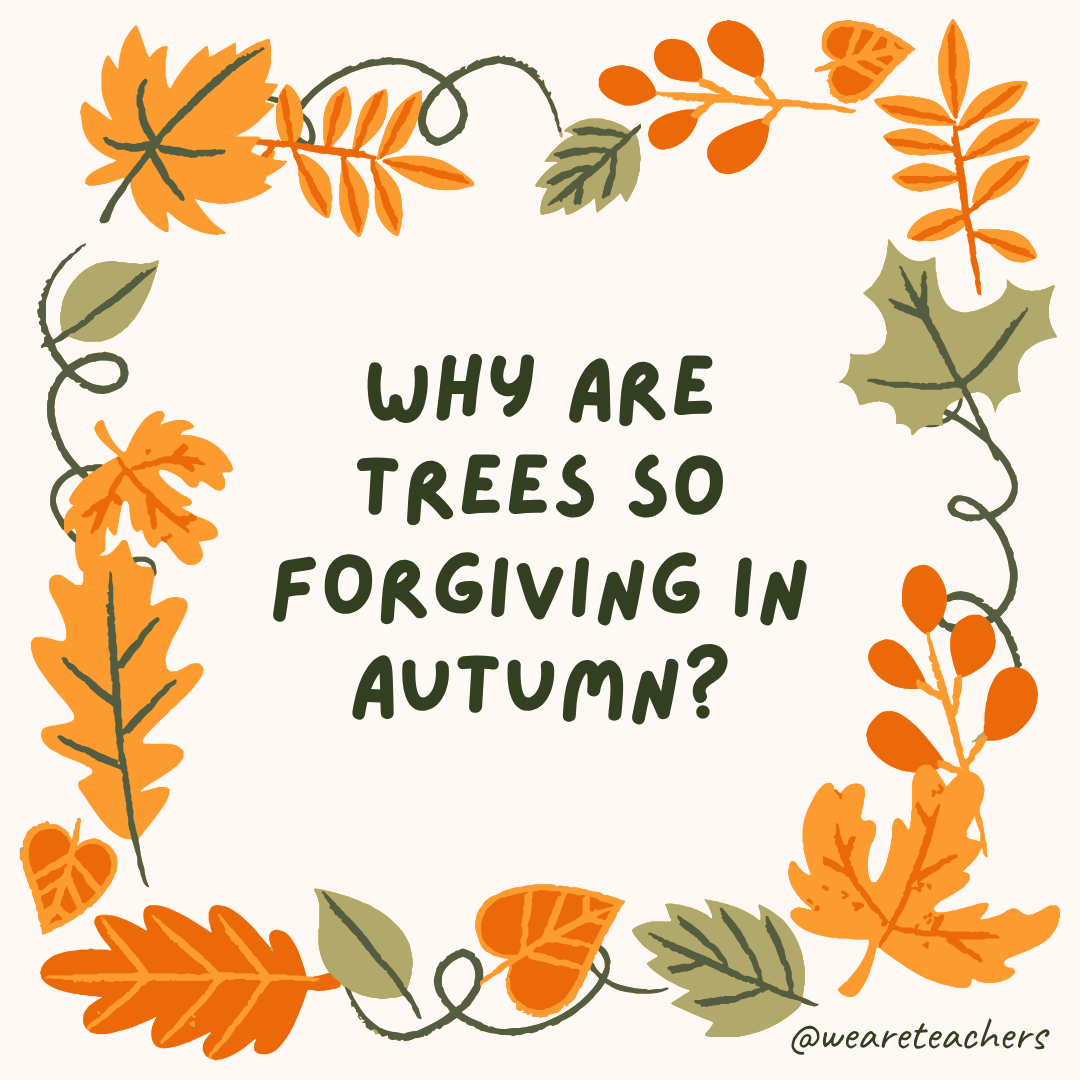 an image of a fall joke surrounded by fall leaves and vines