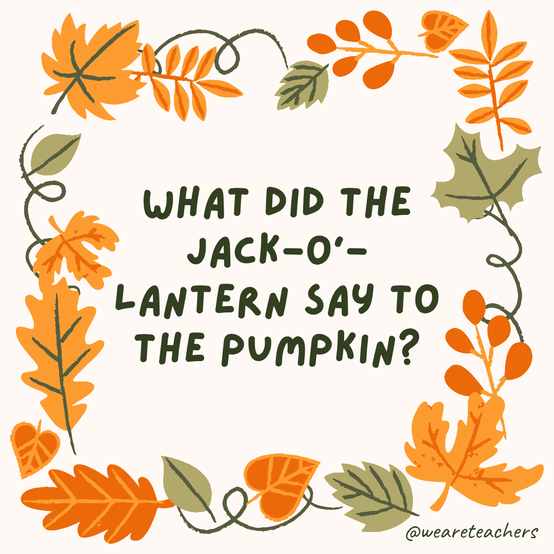an image of a fall joke surrounded by fall leaves and vines