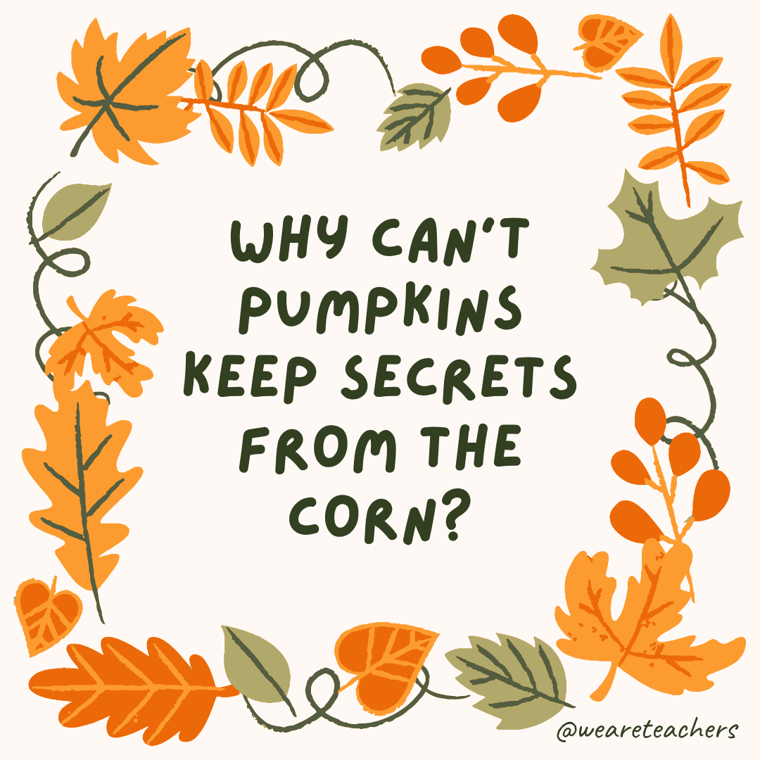 an image of a fall joke surrounded by fall leaves and vines