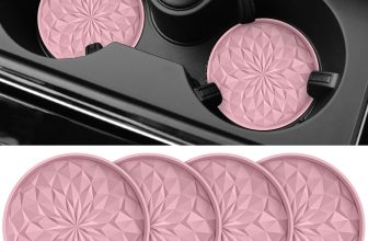 Car Coasters for Cup Holders [4 Pack] – 2.75In Silicone Auto Mug Mats – Non-Slip Recessed Car Interior Accessories Dusty Rose