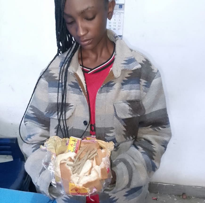 Woman arrested for attempting to smuggle drugs concealed inside loaf of bread to boyfriend in police custody