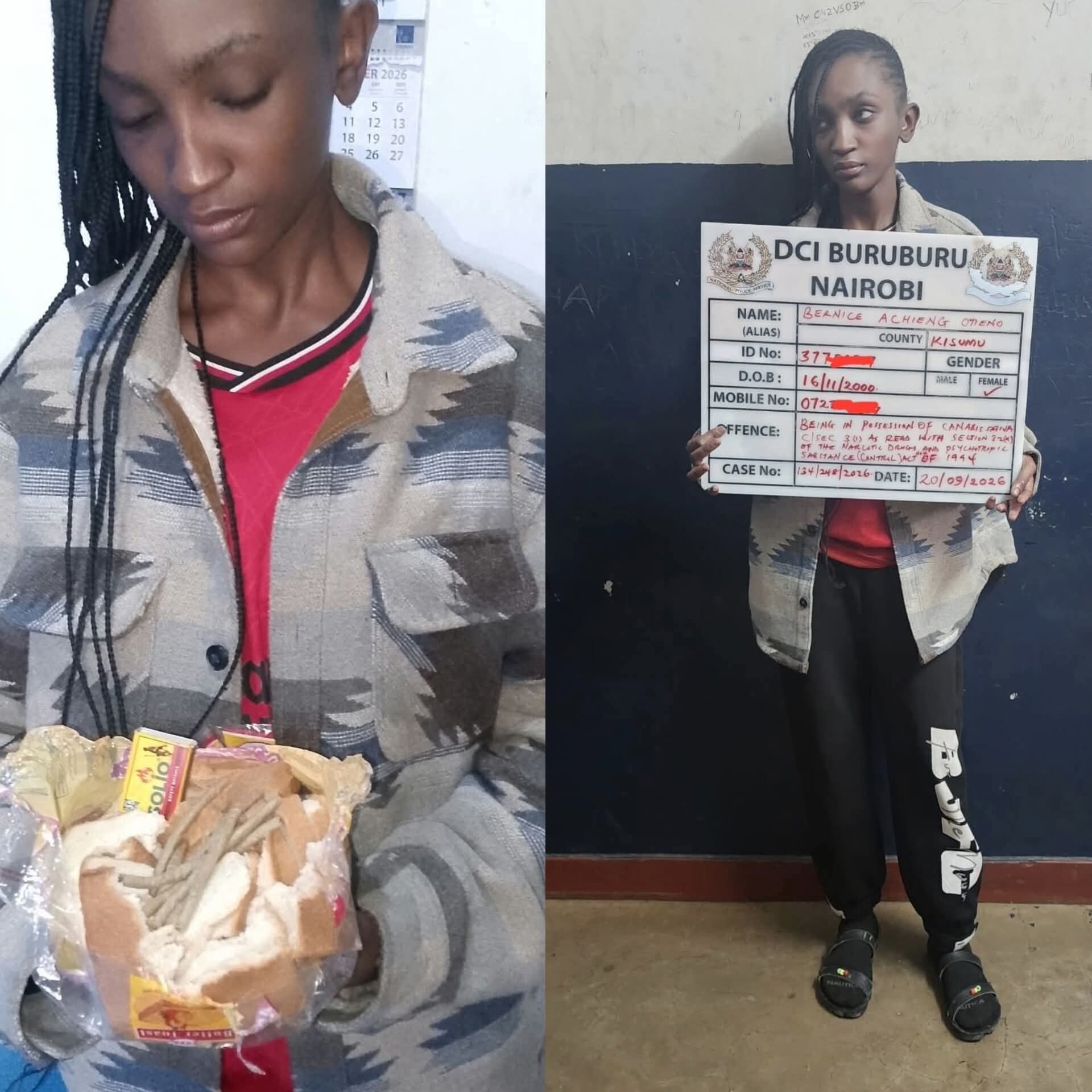 Woman arrested for attempting to smuggle drugs concealed inside loaf of bread to boyfriend in police custody