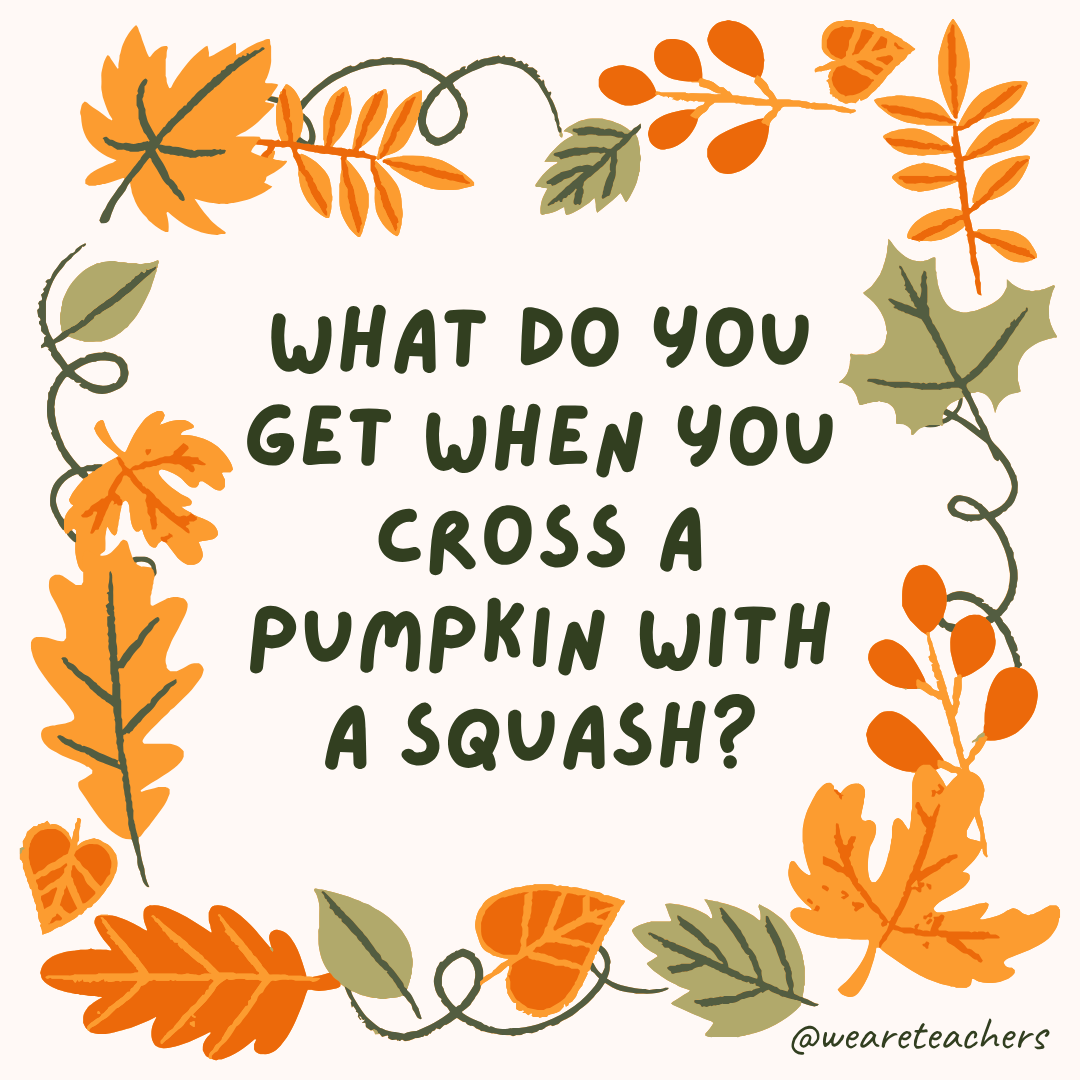 an image of a fall joke surrounded by fall leaves and vines