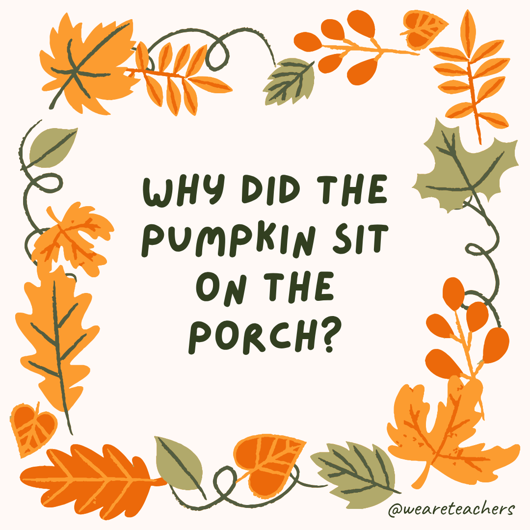 an image of a fall joke surrounded by fall leaves and vines