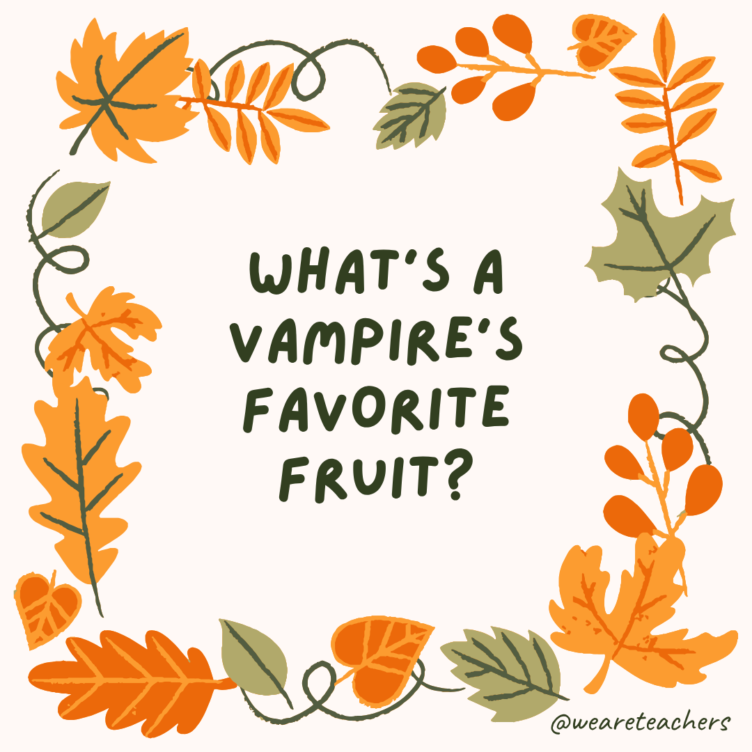 an image of a fall joke surrounded by fall leaves and vines
