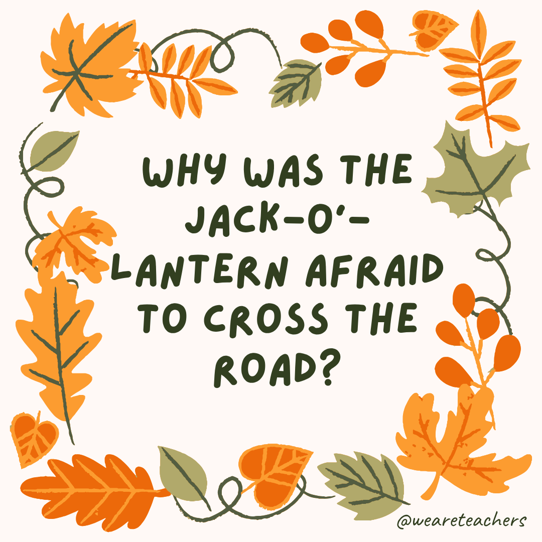an image of a fall joke surrounded by fall leaves and vines
