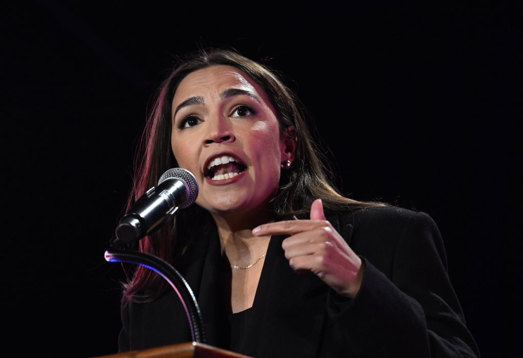 Democratic Rep. Alexandra Ocasio-Cortez speaks to an audience in October 2025.