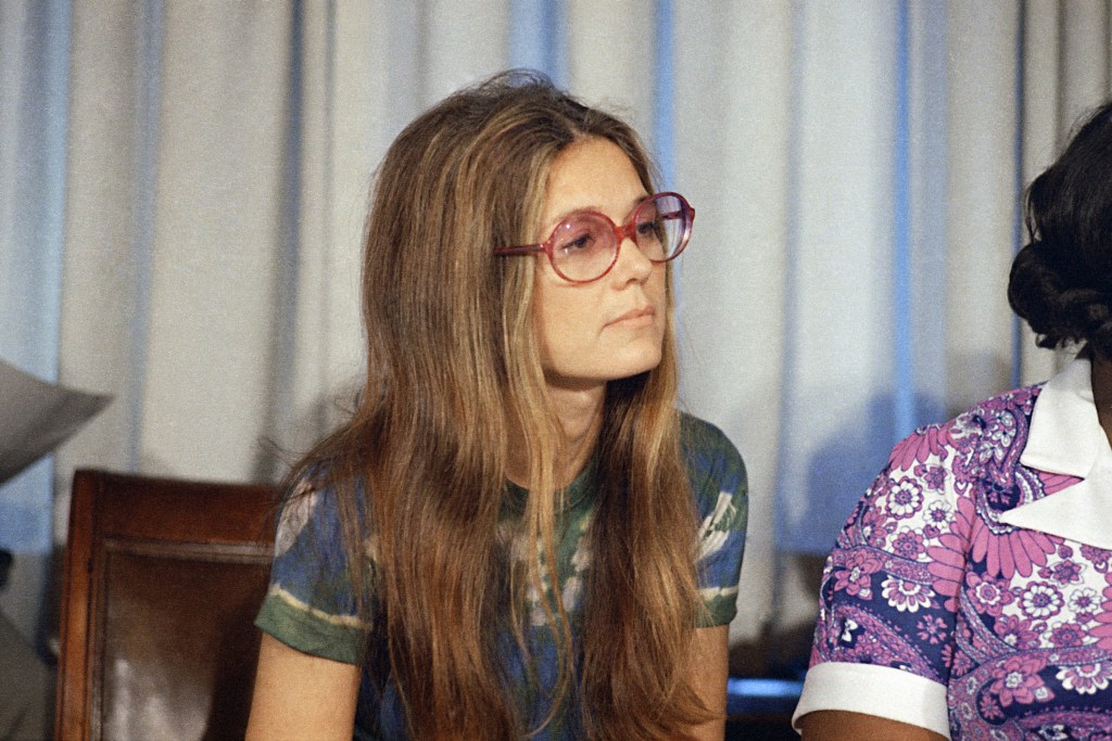 Women's rights spokeswoman Gloria Steinem attends a news conference at the American Civil Liberties Union office in New York, July 12, 1973