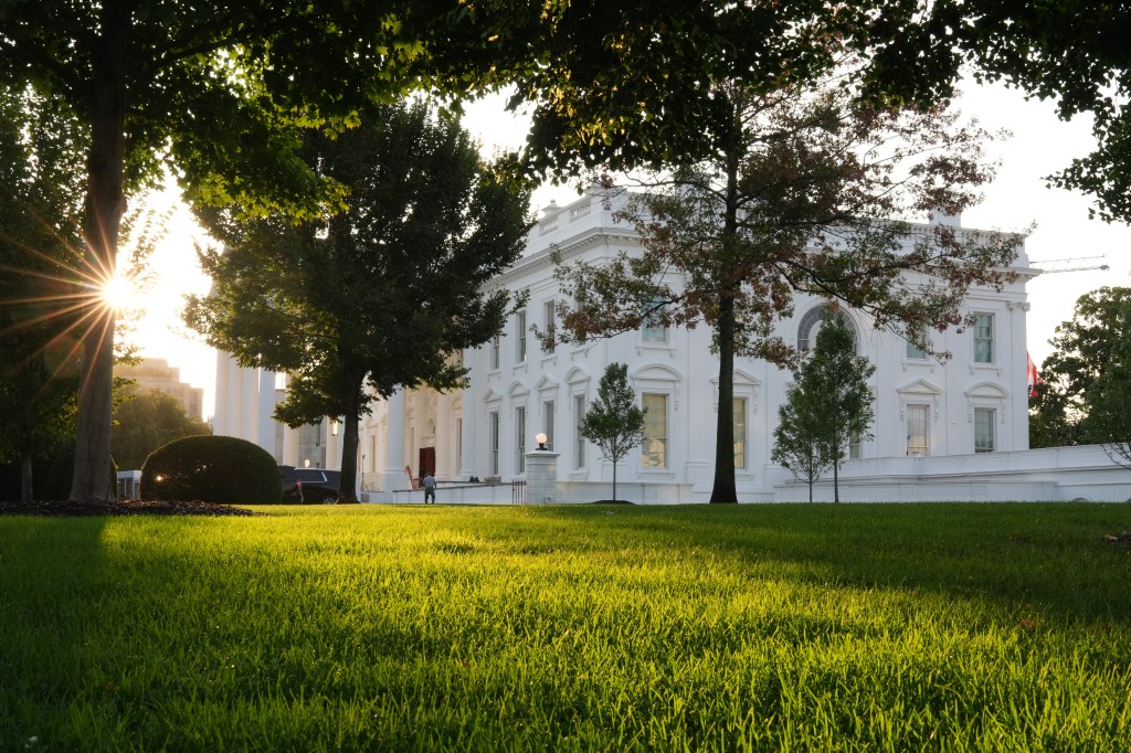 The White House is seen after sunrise Monday, Sept. 21, 2026, in Washington. (AP Photo/Alex Brandon)