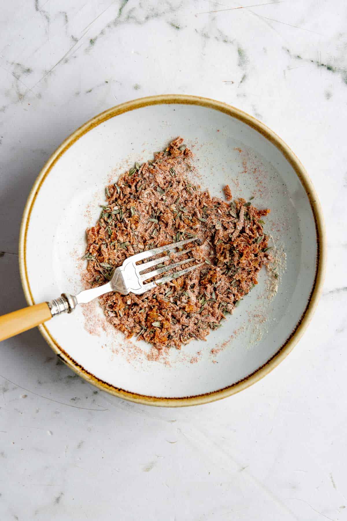 Spices mixed in a bowl.