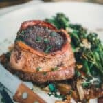 Pinterest graphic for bacon wrapped filet.