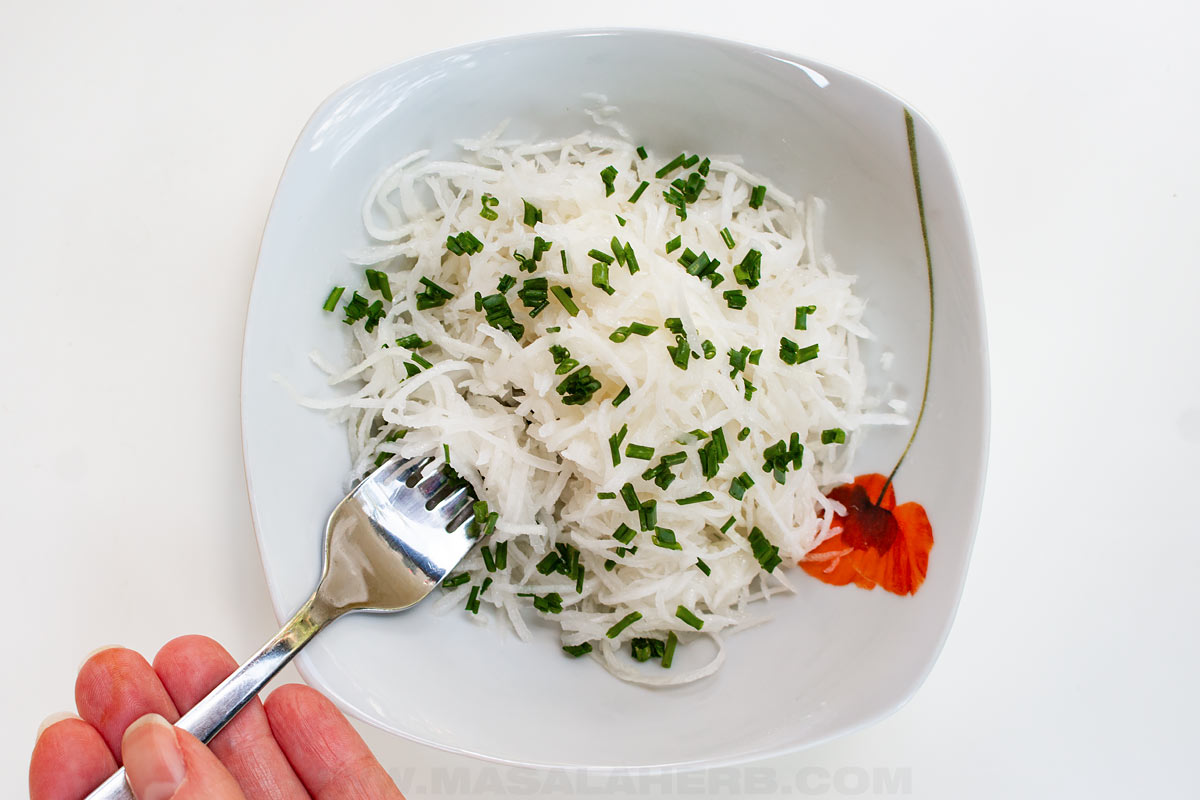 Bavarian Radi Salad in a plate