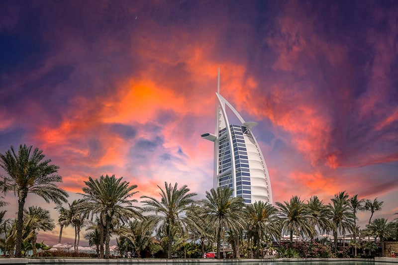 Burj Al Arab sunset - free things to do in Dubai