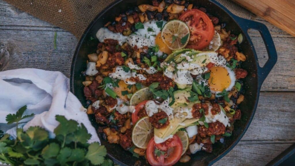Cast Iron chorizo O’Brien hash