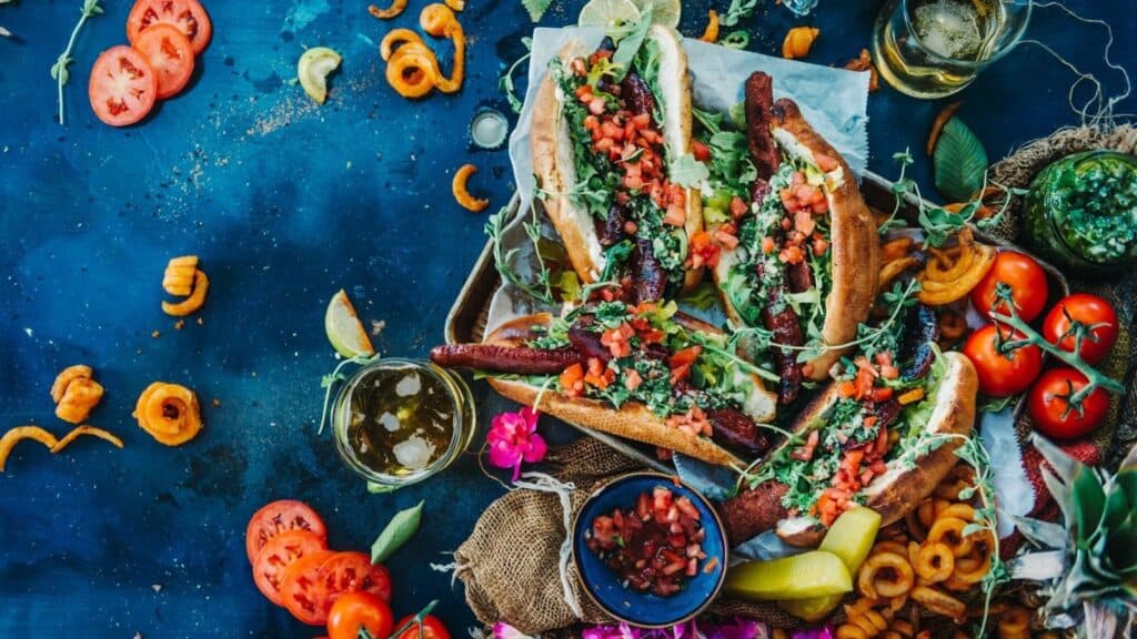 Festive grilled choripan sandwiches. 