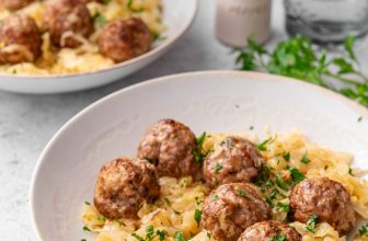 Keto Bavarian meatballs with sauerkraut